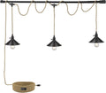 3-Light Hanging Plug in Pendant Light with Hemp Rope - Vintage DIY