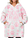 Dog Mom Wearable Flannel Blanket Hoodie - Oversized Cozy Fit