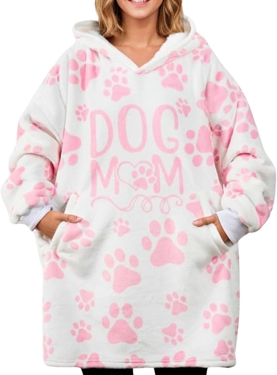 Wearable Flannel Blanket Hoodie for Dog Moms - Huglanket