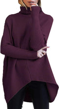 Womens Oversized Purple Turtleneck Sweater - Cozy Baggy Knit