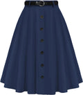 Vintage High Waist A-Line Midi Skirt for Women by Belle Poque