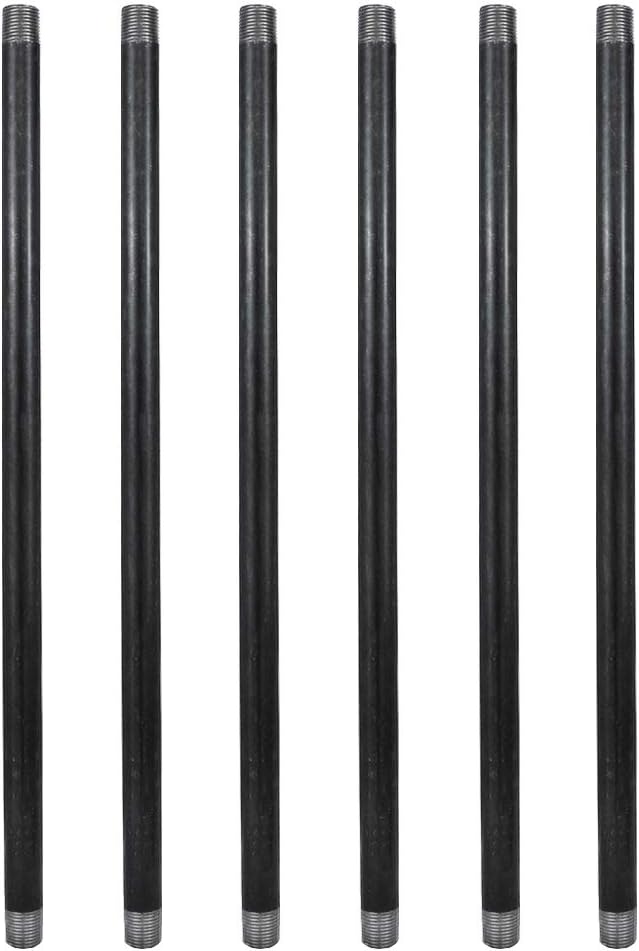 GeilSpace 6 Pack 1/2in 36in Heavy Duty Pre-Cut Grey Metal Pipe