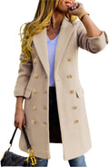 IDEALSANXUN Womens Fall Winter Wool Double Breasted Midi Peacoat