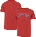 Men's Angels Red Embroidered Wordmark Baseball T-Shirt