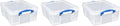 Really Useful Box 3 Pack 17L Plastic Storage Bins with Snap Lids