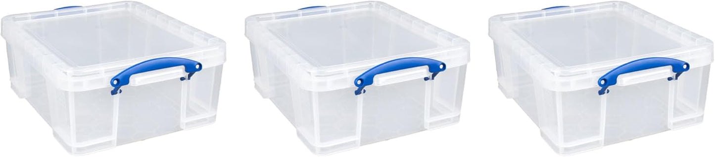 Really Useful Box 3 Pack 17L Plastic Storage Bins for Home