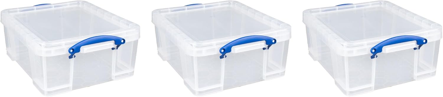 Really Useful Box 3 Pack 17L Plastic Storage Bins for Home