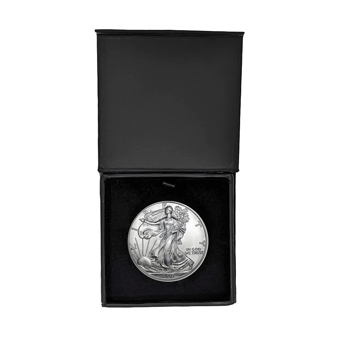 2001 U.S. Silver Eagle Coin in Black Gift Box - Uncirculated Dollar