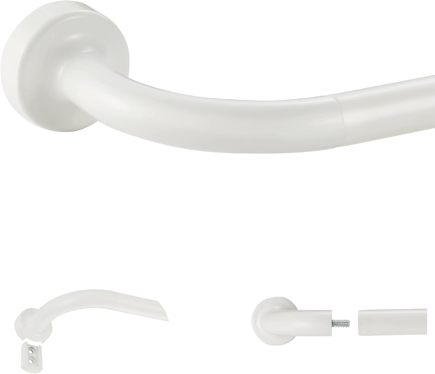 White Disc Curtain Rods for Adjustable Room Darkening Curtains