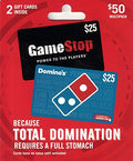 Dominos and Gamestop Pizza and Video Game Gift Cards Multipack