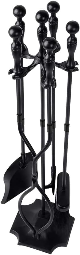 5 Pcs Fireplace Tools Set for Indoor Outdoor Fire Pits