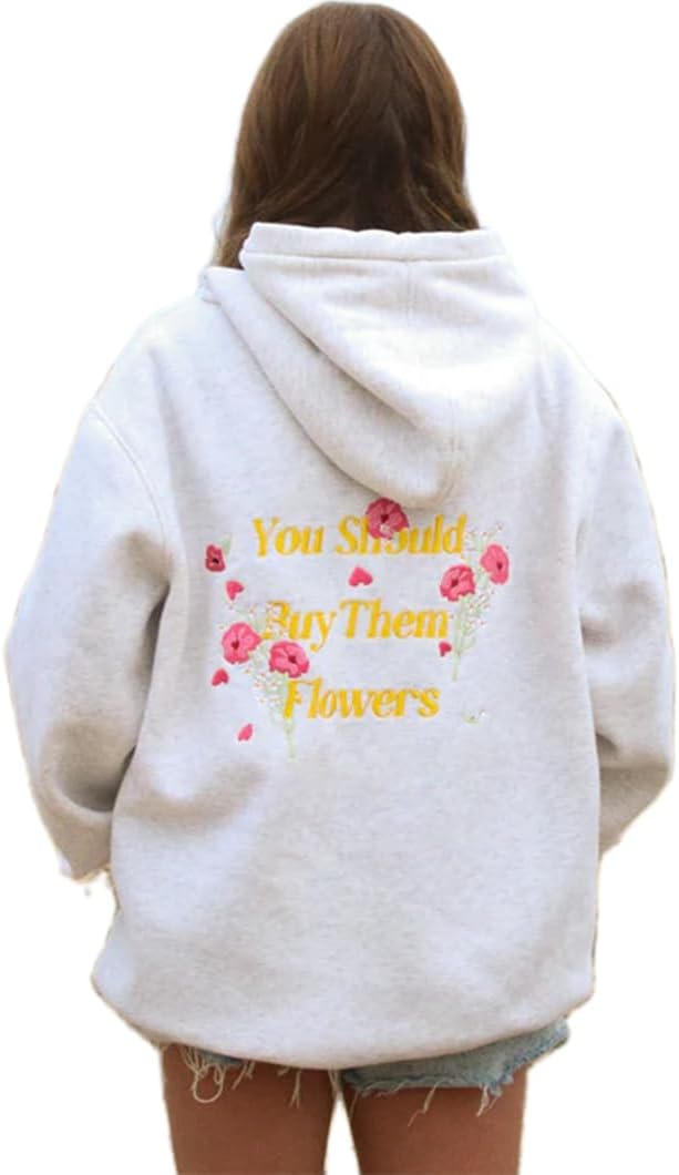 Ocean Flower Embroidered Hoodie by Yiulangde