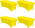 4-Pack Yellow Spandex Tablecloths 72in x 30in x 30in - Fitted Stretch