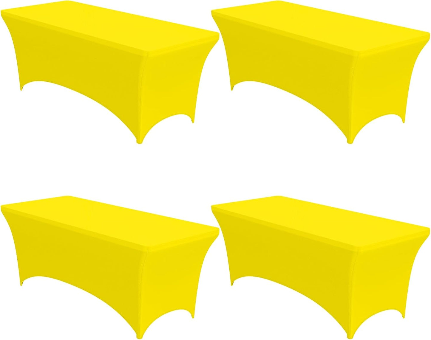 4-Pack Yellow Spandex Tablecloths for 6ft Rectangle Tables