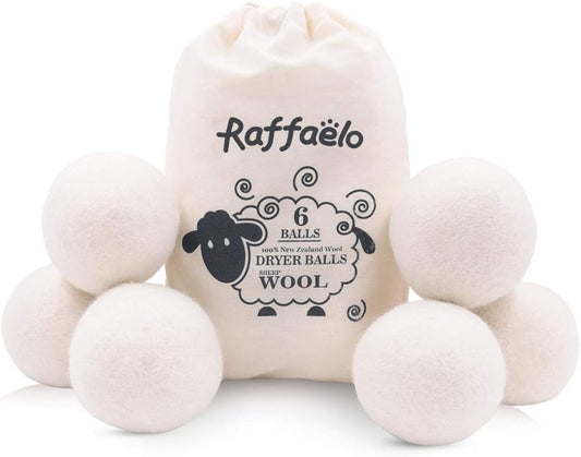 Raffaelo XL Wool Dryer Balls Set - Natural Fabric Softener & Pet Hair Remover