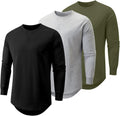 Mens 3 Pack Cotton Hipster Longline Crewneck T-Shirt (Style FVBC)