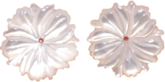 Mother Of Pearl Carved Flower Jackets For Studs - Unique Design