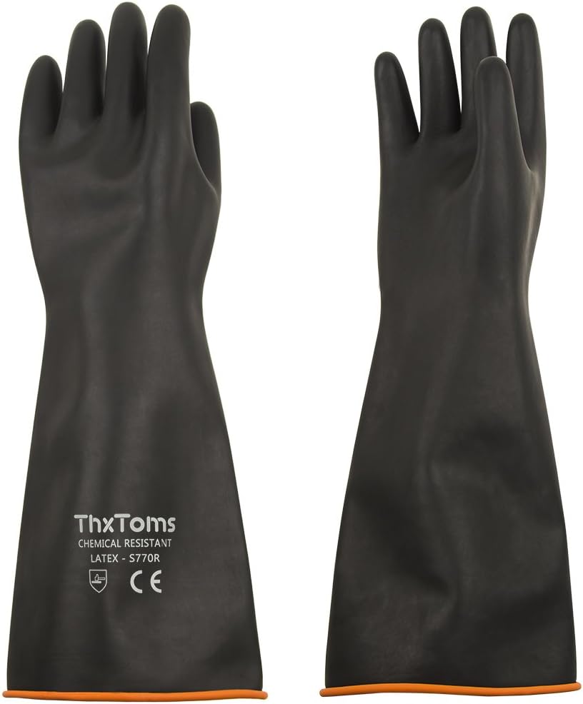 ThxToms 18 Heavy Duty Latex Gloves, Resist Acid/Oil