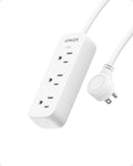 Anker Flat Plug Extension Cord Power Strip - Compact 3-Outlet Surge