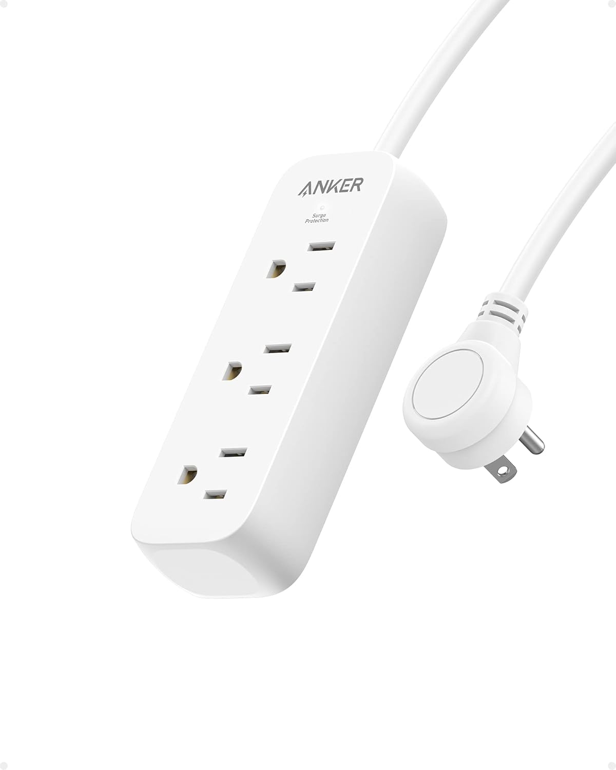 Anker Compact Surge Protector, 3 Outlets, 5ft Cord
