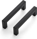 4 Inch Square Cabinet Handles Matte Black Pulls - 20 Pack
