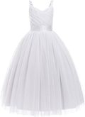 Flower Girls Dress Spaghetti Strap Tulle Gown - Long A Line