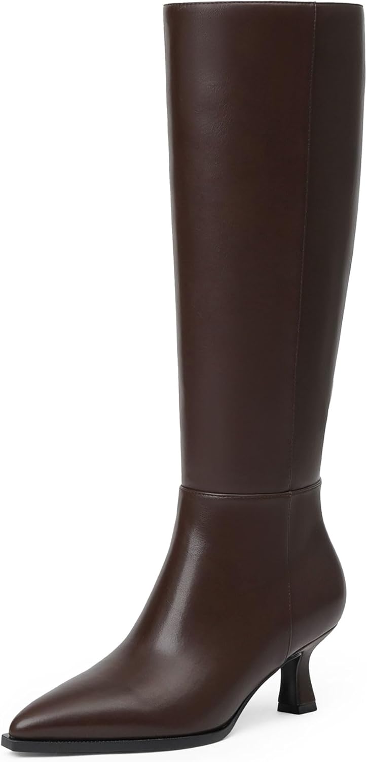 Knee High Boots with Kitten Heel and Pointed Toe for Women