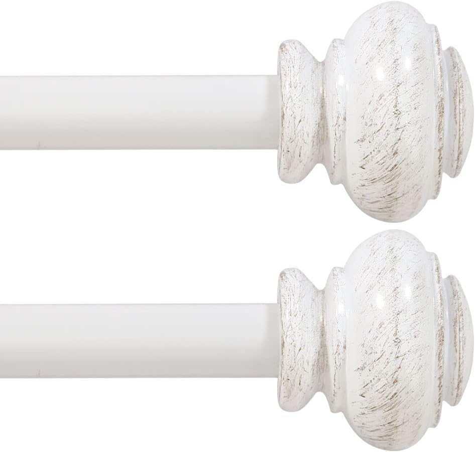 Adjustable White Curtain Rods Set - 2 Pack