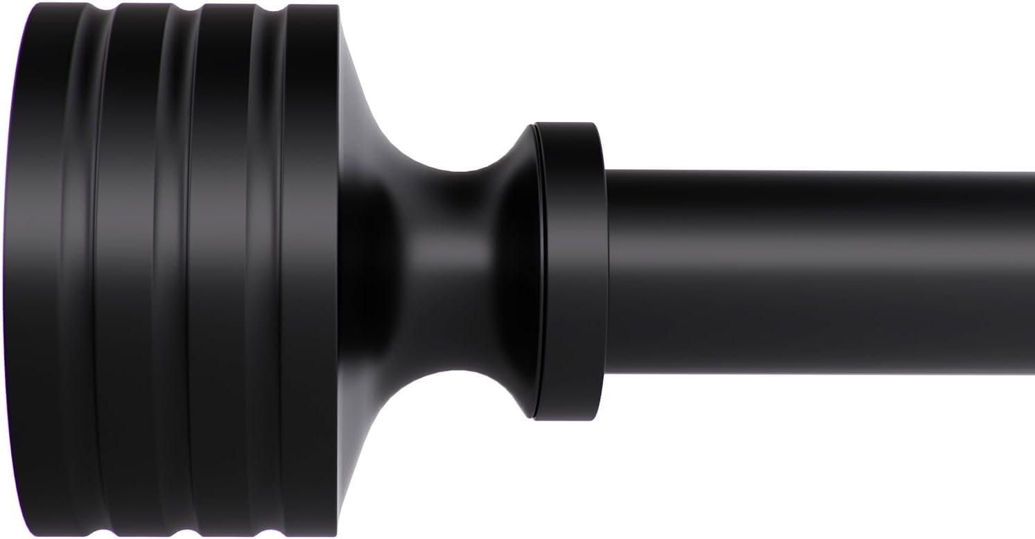 Adjustable Heavy Duty Black Curtain Rods - 32-45 inch, 1 Diameter, Dumbbell Finials by HIQTEK