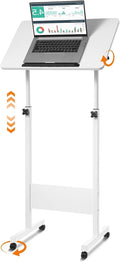 Mobile Podium Adjustable Standing Desk with Caster Wheels - Versatile