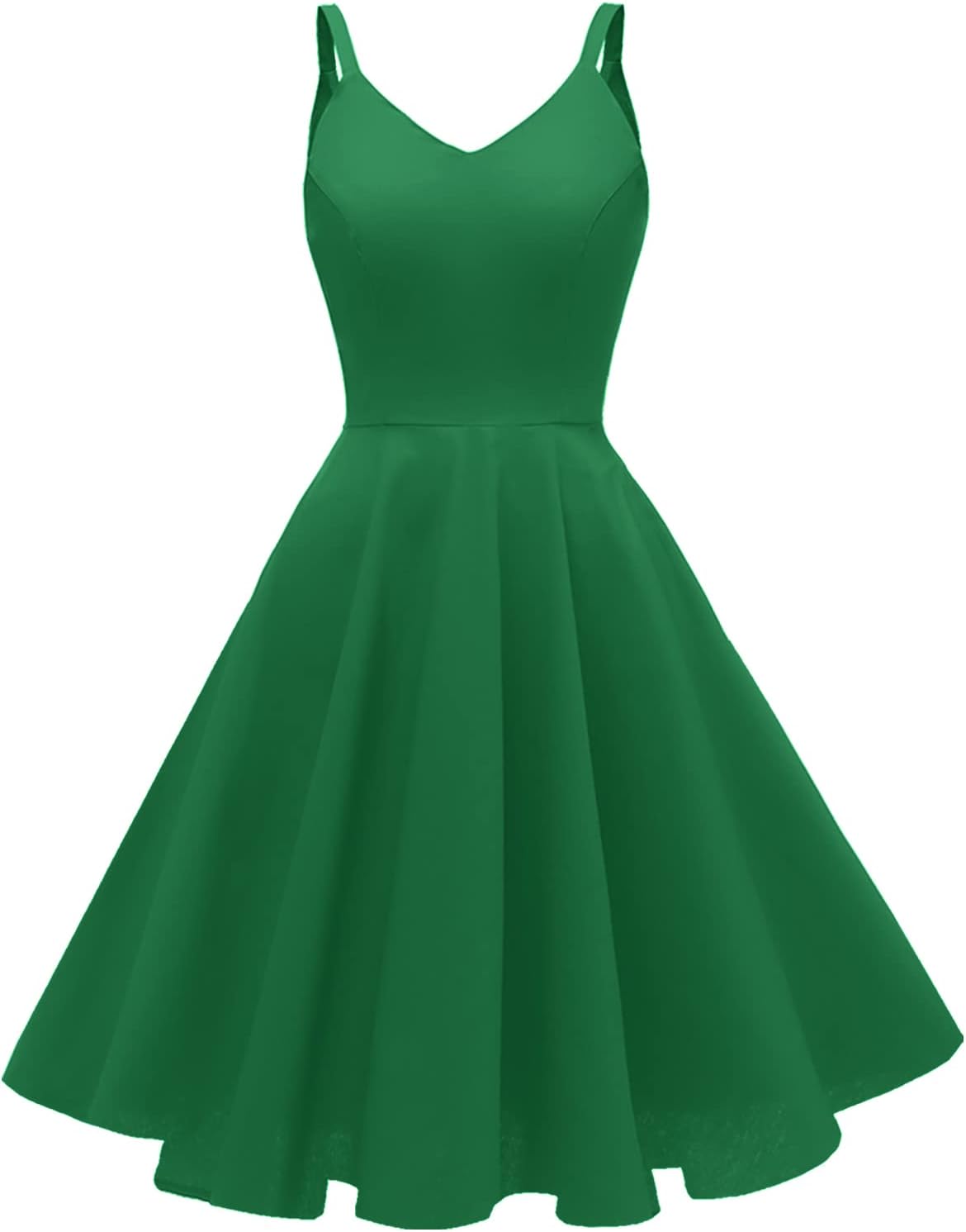 GOOBGS Women's 1950s Retro Vintage Spaghetti Strap Dress