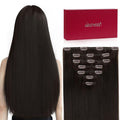 Straight Clip in Hair Extensions Real Human Hair 14 in - Natural Dark