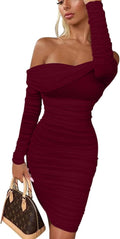 Stylish Off Shoulder Mini Dress with Ruffles for Women by GOKATOSAU