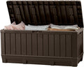 92 Gallon Resin Deck Box Brown - Outdoor Cushion Storage & Bench