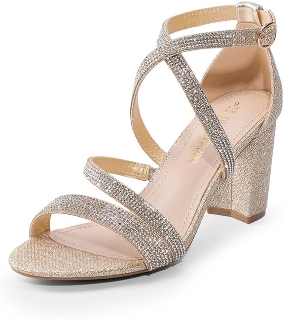 DREAM PAIRS Womens Ankle Strap Dress Pump Low Chunky Heel Sandals