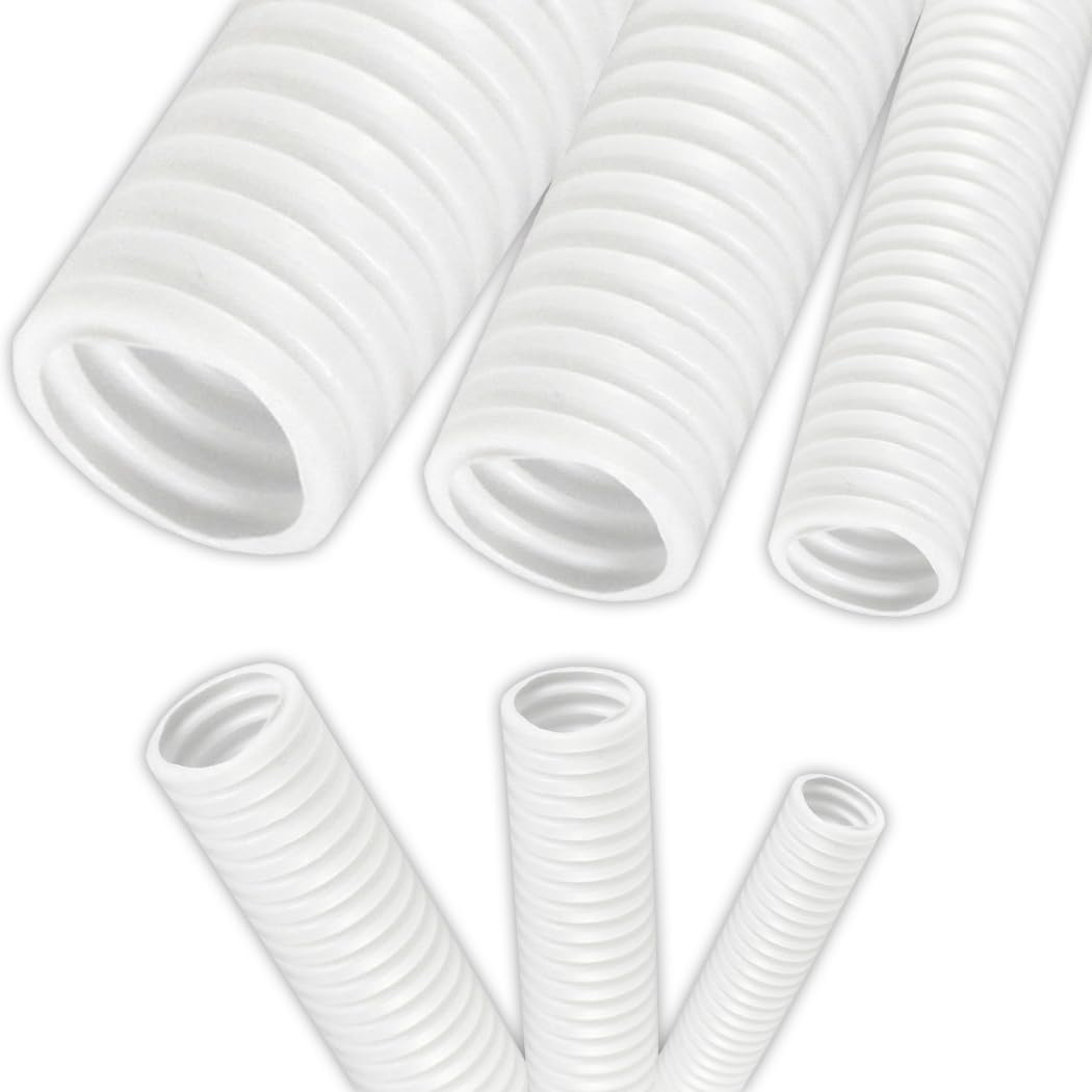 1/2in Polypropylene Non-Slit Wire Loom Conduit - 100 Feet White
