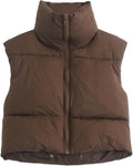 Women's Winter Crop Vest Lightweight Sleeveless Puffer - Cozy Fit