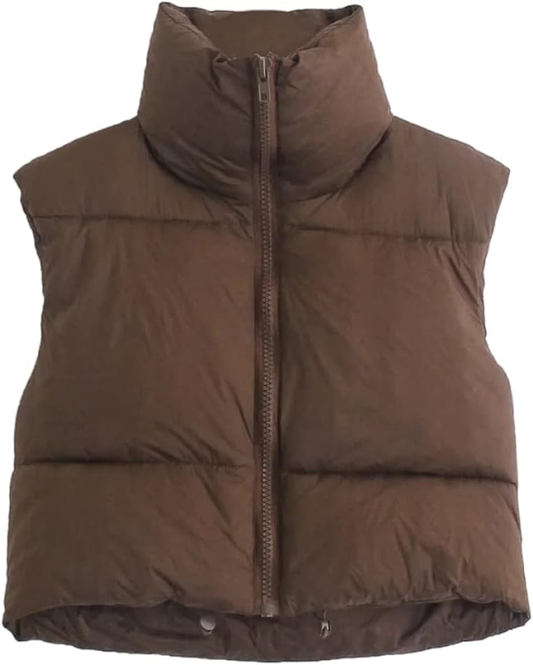KEOMUD Women's Winter Crop Vest - Stylish Sleeveless Puffer