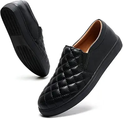 VOCNTVY Womens Loafers Comfort Casual Quilted Leather Sneakers