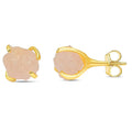 Natural raw rose quartz stud earrings - 6-7mm rough gemstone