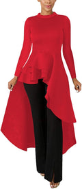 Lrady Ruffle High Low Asymmetrical Peplum Top Dress - Flattering Shape