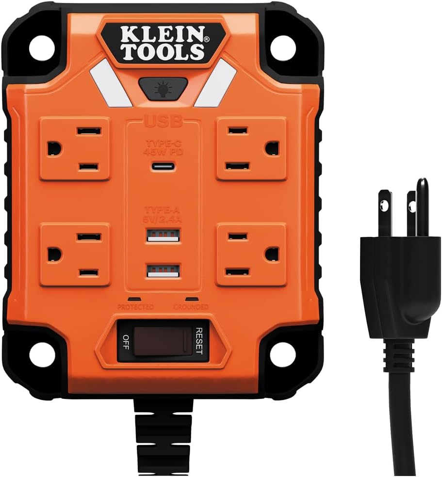 Klein Tools Power Strip: Surge Protection & USB Ports