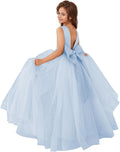 MCieloLuna Flower Girls Satin Tulle Princess Pageant Dress