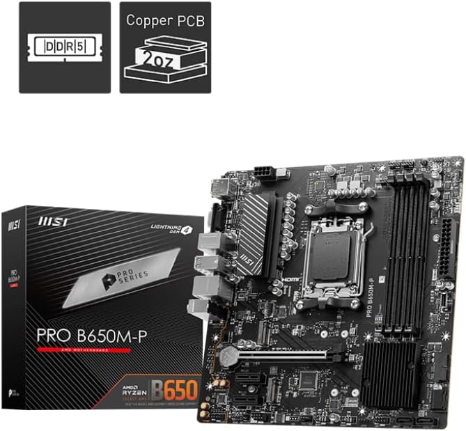 MSI PRO B650M-P Motherboard for AMD Ryzen 9000/8000/7000 CPUs