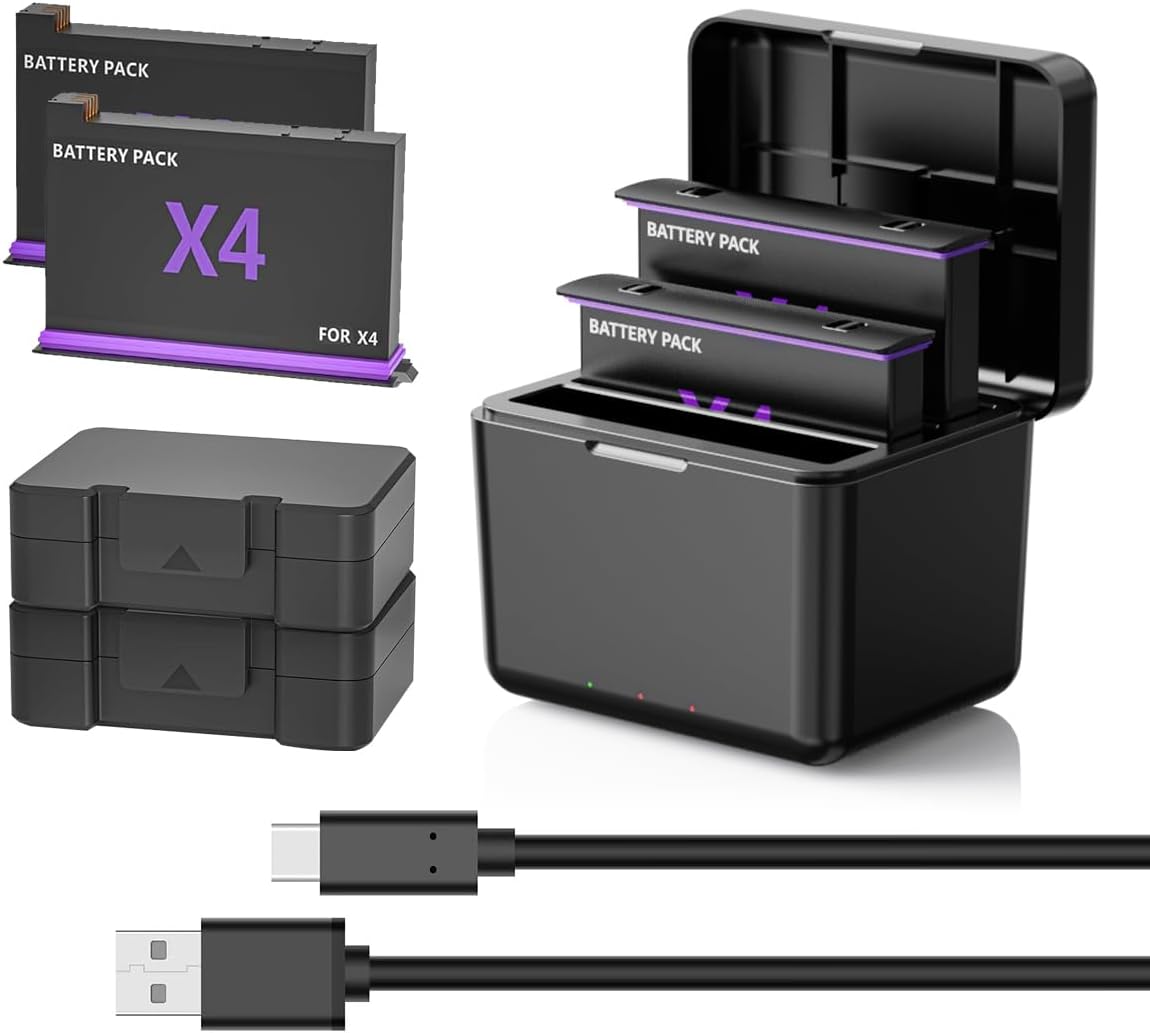 360 X4 Battery 2-Packs with Fast Charger Hub for Optimal Use