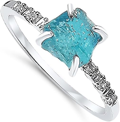 Real Raw Crystal Dainty Ring in White Gold for Birthstone Gifts