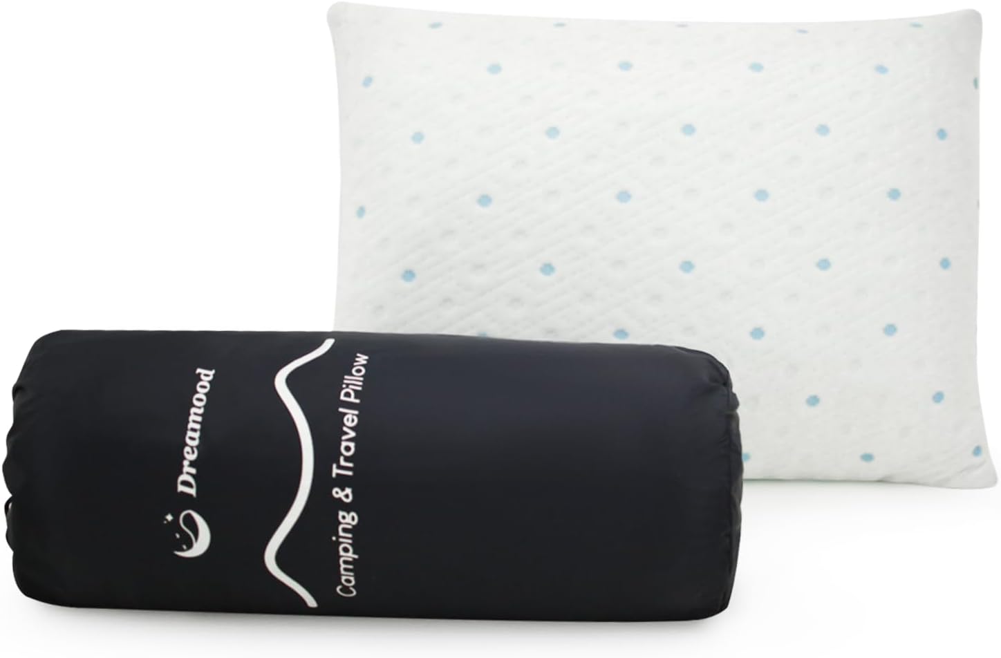 Dreamood Cooling Travel Pillow - Machine Washable, Soft Cover - 15x20 -Ideal for Camping & Airplane