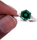 Sterling Silver 925 Emerald Simulated Diamond Ring - Art Deco