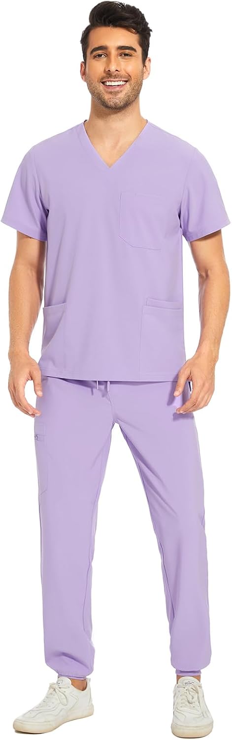 COZYFIT Men Scrubs Set with 8 Pockets for Ultimate Comfort