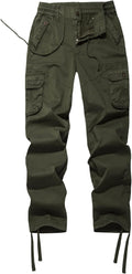 Women's Mid Rise Cotton Drawstring Cargo Pants - Multi Pocket Fit